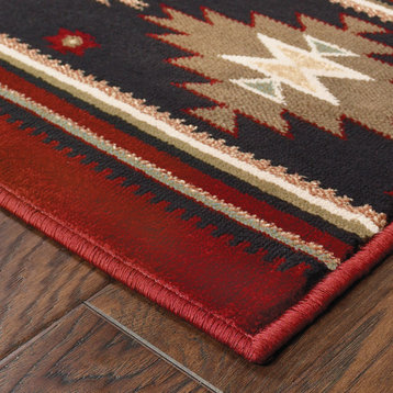 Harrison Southwest Lodge Red and Green Rug, 10'x13'