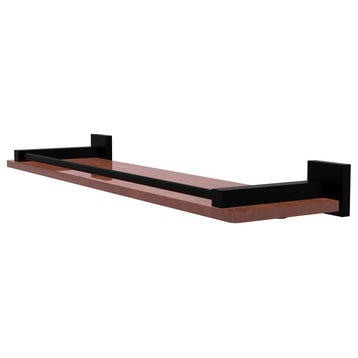 Montero 22" Solid Wood Shelf with Gallery Rail, Matte Black