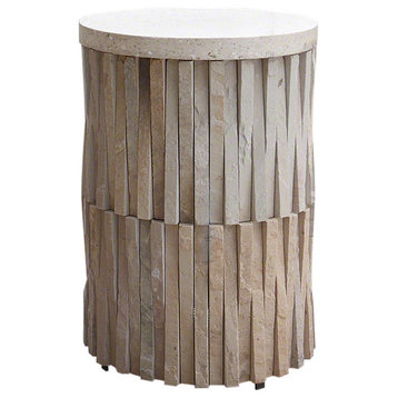 Chiseled Stone Textured Round Accent Table