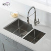 KIBI Handcrafted Undermount Double Bowl Stainless Steel Kitchen Sink, 32"-60/40