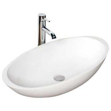 Badeloft Stone Resin Countertop Sink, Glossy White