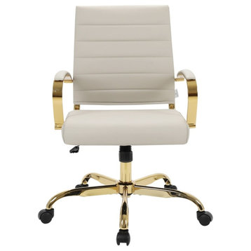 LeisureMod Benmar Modern Adjustable Leather Office Chair in Tan