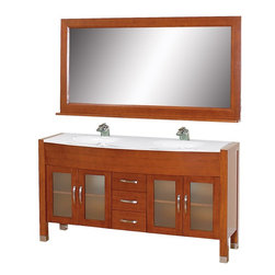 63 inch Double Bathroom Vanity Cherry Finish - Bathroom Vanities And Sink Consoles