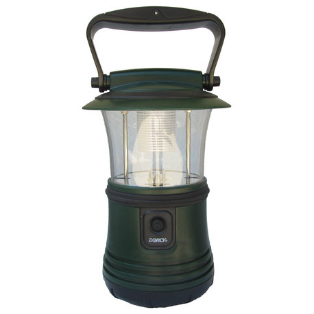 LED Camping Flashlight Lantern, Hanging Hook, 65-Lumens, Green Finish