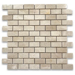 Stone Center Online - Crema Marfil Marble 1x2 Brick Subway Mosaic Tile Polished, 1 sheet - Crema Marfil Marble 1x2" brick pieces mounted on 12x12" sturdy mesh tile sheet
