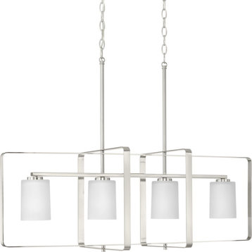 League Collection 4-Light Modern Farmhouse Chandelier, Brushed Nickel