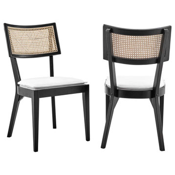 Caledonia Wood Dining Chair Set of 2, Black White