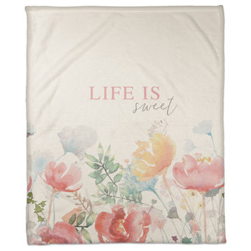Life is Sweet Botanicals 50x60 Coral Fleece Blanket