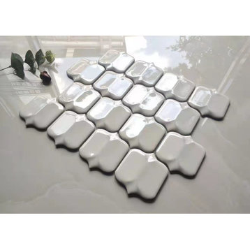 Classical Lantern Super White 11x12 Glossy Porcelain Decorative Mosaic Tile