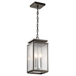Kichler - Outdoor Pendant 3-Light - You'll love the traditional elements of this 3 light outdoor pendant from the Manningham collection. The Clear Seedy glass partners with the strong lines and detailed cap accents in Olde Bronze creating a colonial inspired illuminating dream for the outside of your home.
