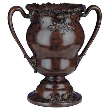 Centerpiece TRADITIONAL Lodge Acorn Urn Chocolate Brown Resin