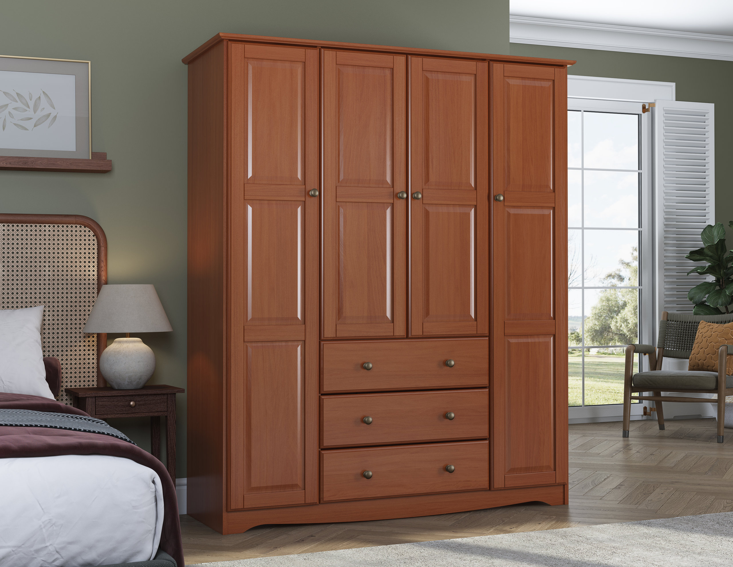 100% Solid Wood Family Wardrobe Armoire - Transitional - Armoires And