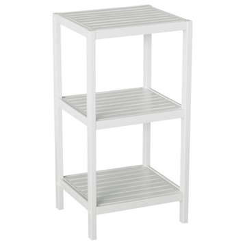 Gallerie Decor Natural Spa 3-Shelf Transitional Bamboo Tower in White