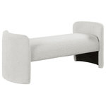 Meridian Furniture - Peyton Boucle Fabric Upholstered Bench, Cream - Place this Peyton Boucle Fabric Bench wherever you need an additional seat and a stylish and chic element added to your room. This pretty bench is just the thing to position at the end of a bed or in a foyer or entryway to provide a spot to sit while putting on shoes or pulling on boots. The rounded arms and the nonassuming style lend this bench an air of contemporary panache while the rich cream boucle fabric lets it easily mesh with your room's color scheme.