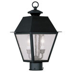 Livex Lighting - Mansfield Outdoor Post Head, Black - With stunning seeded glass and a black finish, this outdoor post lantern will make an elegant addition to any outdoor space. Formed from solid brass & traditionally-inspired, this outdoor post lantern is perfect for a driveway, back porch or entry way.