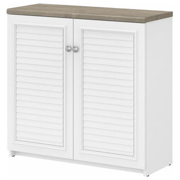 Bush Furniture Fairview Small Storage Cabinet with Doors in White & Gray