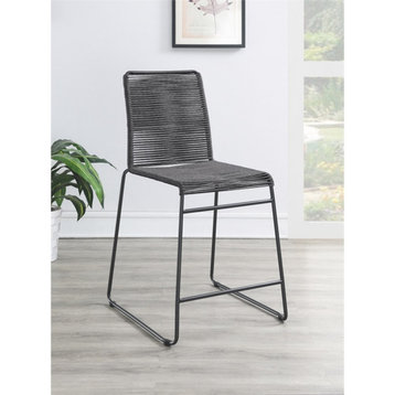 Pemberly Row Metal Counter Height Stools with Footrest in Charcoal