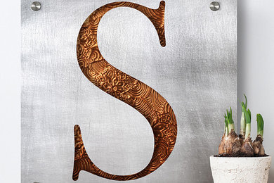 Hand Embossed Copper Metal Personalized Letter