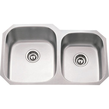 Hardware Resources 801L 32" Undermount Double Basin Stainless - Stainless Steel