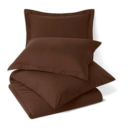 Royal Tradition - 100% Microfiber Solid 3PC Duvet Cover Set, Chocolate, Full/Queen - Duvet Covers And Duvet Sets