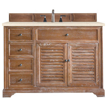 Savannah 48" Single Vanity Cabinet, Driftwood w/ 3 CM Eternal Marfil Quartz Top