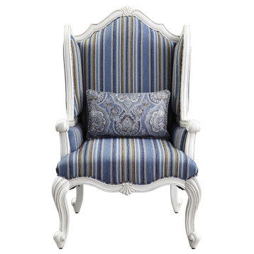 Acme Ciddrenar Chair With pillow Fabric and White Finish