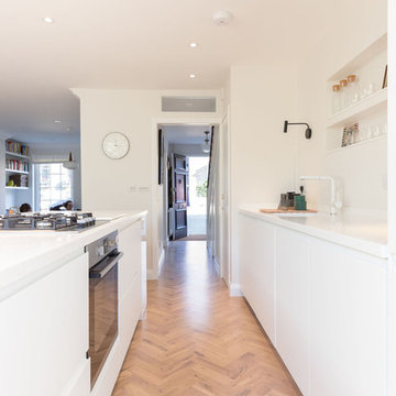 White modern open plan kitchen