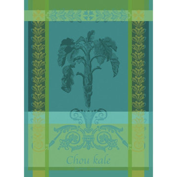Chou Kale Bleu Kitchen Towel 22"x30", 56cmx77cm, 100% Cotton Set of 4