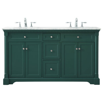 Elegant Decor VF53060DGN 60" Double Bathroom Vanity Set, Green