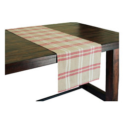 Xia Home Fashions - Natural Linen Check Table Runner - Kitchen And Table Linens