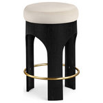 Meridian Furniture - Bocceli Upholstered Counter Stool, Cream, Velvet, Stained Black - Indulge in the allure of the Cream Bocceli Counter Stool by Meridian Furniture. Its captivating design and luxurious Black1 elevate any space with effortless elegance. Crafted with precision and durability in mind, this stunning piece becomes the focal point of gatherings, fostering moments of connection and warmth. Embrace sophistication and style with the Bocceli Counter Stool, a testament to exquisite taste and timeless beauty.