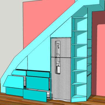 Agencement de cuisine sous escalier