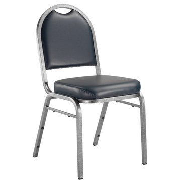 NPS 9200 Series 35" Metal and Vinyl Stack Chair in Midnight Blue/Silvervein