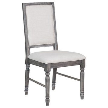 ACME Leventis Side Chair, Set of 2, Cream Linen and Weathered Gray