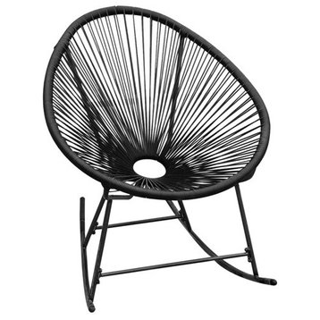 vidaXL Rocking Chair All Weather Resistant Patio Rocker Chair Black Poly Rattan