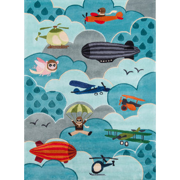 Lil Mo Whimsy Polyester, Hand-Tufted Rug, Sky, 3'x5'