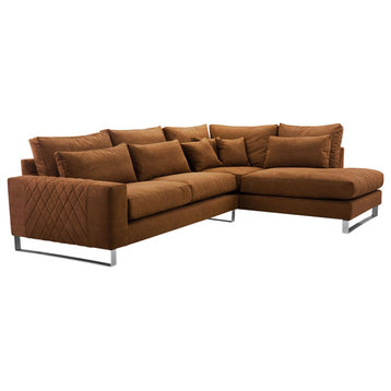 FLORA Sectional Sofa, Copper Brown, Right