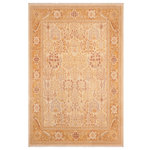 Bareens Designer Rugs - Turkish Knotted Istanbul Agueda Beige/Brown Wool Rug 8'1'' x 10'3'' - Designed with a mesmerizing intricate traditional motif this glorious hand knotted rug is a masterpiece that will fill any space with sophistication and grace. An exhilarating color pallet with an elaborate design, this masterpiece features luxurious hand spun wool with all vegetable dyes to add comfort and style to your decor. The design, color and beautiful chromatic composition with a sheen in traditional and transitional designs, exude beauty, elegance and quality make this rug a masterpiece of its own.