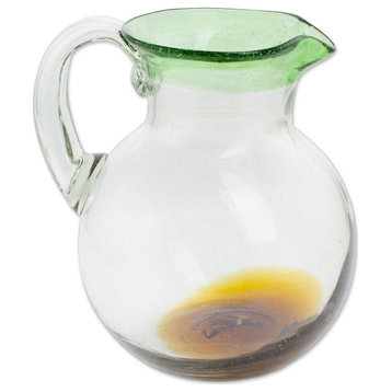 NOVICA Palm Beach And Recycled Glass Pitcher