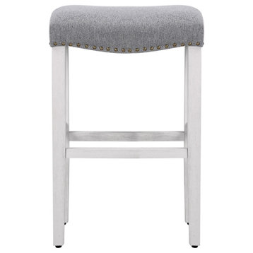 29" Upholstered Saddle Seat Bar Stool in Gray