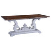 Console Table Cambridge Flip Top Antiqued White Pecan Wood Scroll