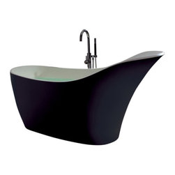 ADM Bathroom Design - ADM Slippered Freestanding Bathtub, Glossy Black/White, 66.7" - Bathtubs