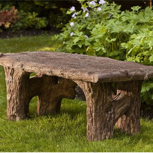 Campania International Faux Bois Cast Stone Backless Garden Bench - Benches at H