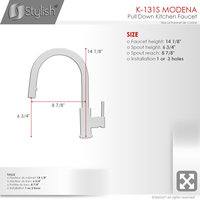 Single Handle Stainless Steel Pull Down Kitchen Faucet With Soap Dispenser