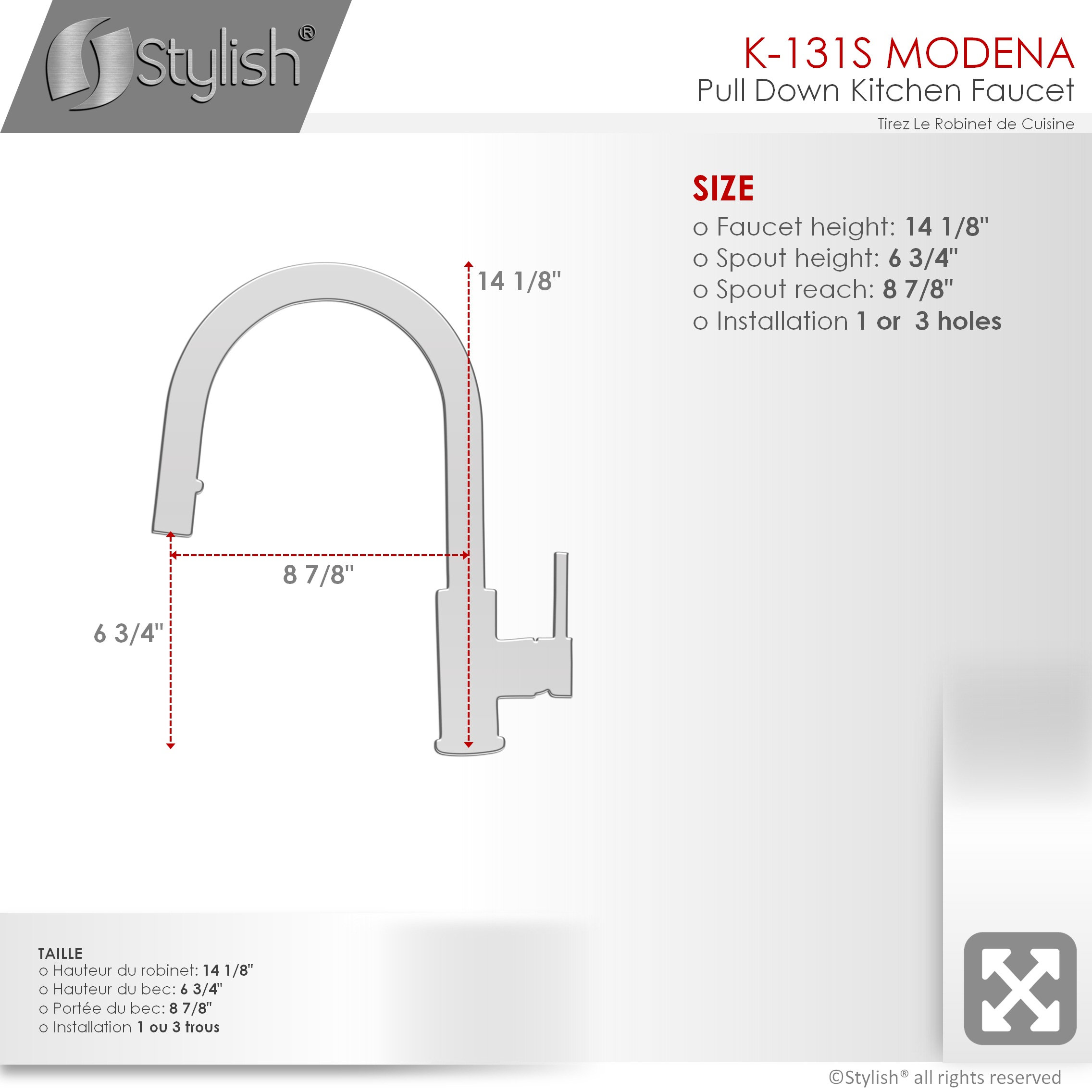 Single Handle Stainless Steel Pull Down Kitchen Faucet With Soap Dispenser