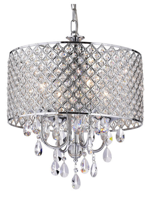 Mariella 4 Light Crystal Drum Shade Chandelier Chrome Mariella 4 Light Crystal Drum Shade Chandelier Chrome