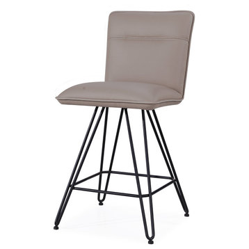 Declan Industrial Counter Stool in Taupe with Metal