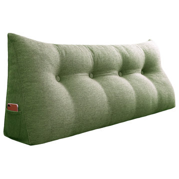 WOWMAX Backrest Wedge Reading Pillow Headboard Linen Blend Lime Green, 54x20x8