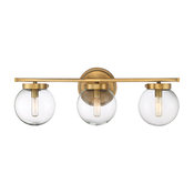 3-Light Bath Bar, Natural Brass