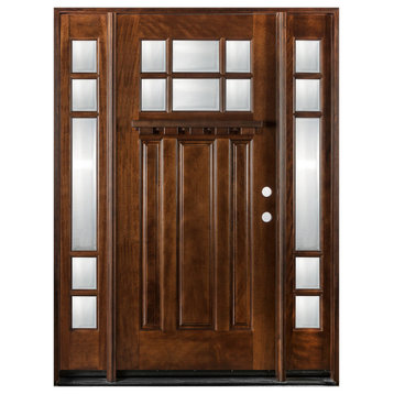 Exterior Front Entry Wood Door M31 1D+2SL 12"-36"x80", Left Hand Swing In